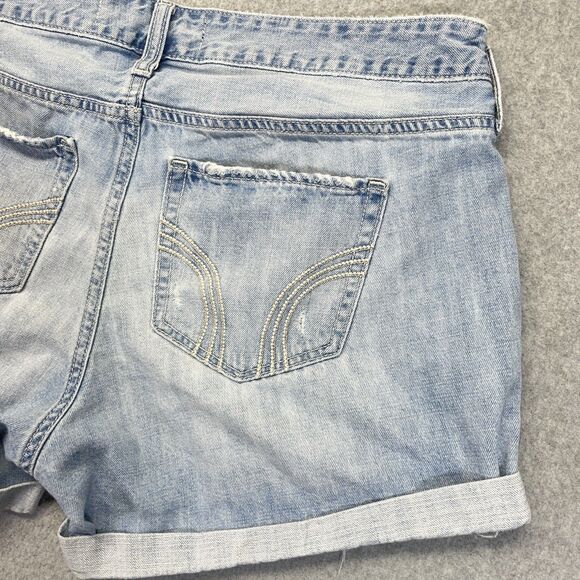 Hollister Easy Fit Boyshort Shorts Women’s 31 Low Rise Light Wash Button Fly - Picture 10 of 15